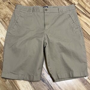 Lands' End Tan Oeko -Tex Size 16 Flat Front Chino Shorts Longer‎ Length 21"